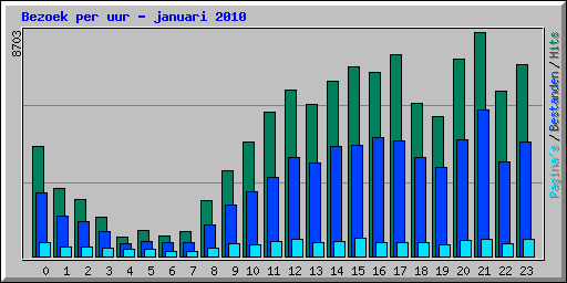Bezoek per uur - januari 2010