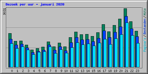 Bezoek per uur - januari 2020